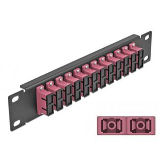 DeLOCK Pannello patch da 10″ in fibra ottica a 12 porte per SC Duplex viola 1U nero