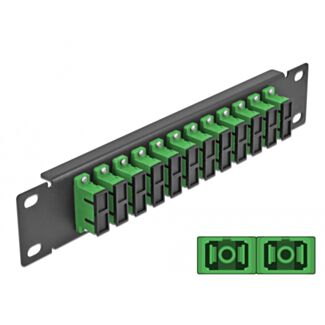 DeLOCK Pannello patch da 10″ in fibra ottica a 12 porte per SC Duplex verde 1U nero