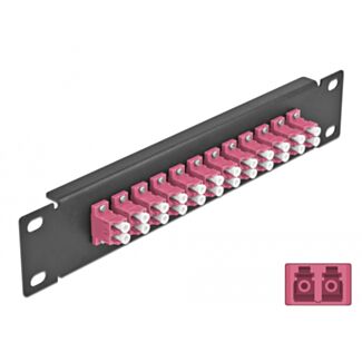 DeLOCK Pannello patch da 10″ in fibra ottica a 12 porte per LC Duplex viola 1U nero