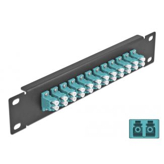 DeLOCK Pannello patch da 10″ in fibra ottica a 12 porte per LC Duplex azzurro 1U nero