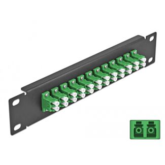 DeLOCK Pannello patch da 10″ in fibra ottica a 12 porte per LC Duplex verde 1U nero