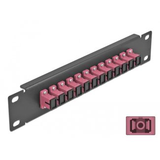 DeLOCK 10″ Fiber Optic Patch Panel 12 Port SC Simplex violet 1U black