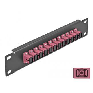 DeLOCK Pannello patch da 10″ in fibra ottica a 12 porte per SC Simplex viola 1U nero