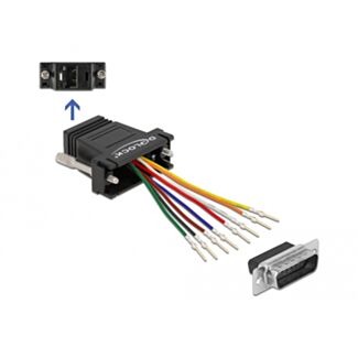 DeLOCK Kit di montaggio nero per adattatore D-Sub 15 pin maschio per RJ45 femmina