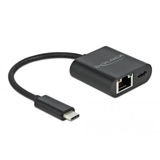 DeLOCK Adattatore USB Type-C per Gigabit LAN 10/100/1000 Mbps con porta di alimentazione nero