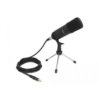 DeLOCK Professional Computer Podcasting Microphone with XLR connector and 3 pin stereo jack male + adapter cable for Smartphone and Tablet