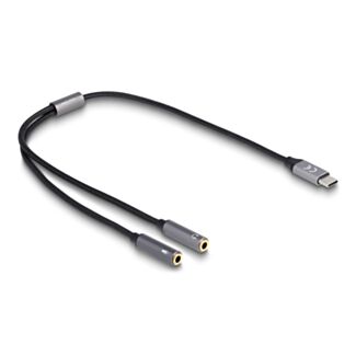 DeLOCK Adattatore per cuffie USB Type-C maschio DAC 24 Bit / 96 kHz Hi-Res a 2 x 3,5 mm 3 pin Stereo jack femmina