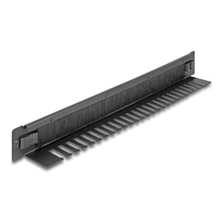 DeLOCK Striscia di spazzole da 19″ con portacavi senza attrezzi 1U nero
