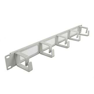 DeLOCK Spazzola a strip da 19″ per la gestione dei cavi con 5 ganci 1U grigio