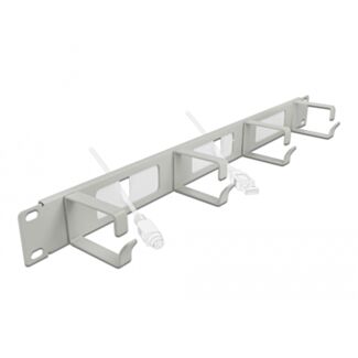 DeLOCK Spazzola a strip da 19″ per la gestione dei cavi con 4 ganci 1U grigio