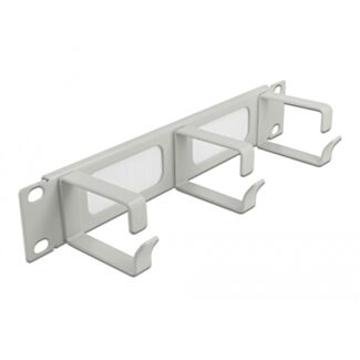 DeLOCK Spazzola a strip da 10″ per la gestione dei cavi con 3 ganci 1U grigio