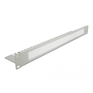 DeLOCK Spazzola a strip da 19″ per la gestione dei cavi con piastra di supporto per cavi 1U grigio