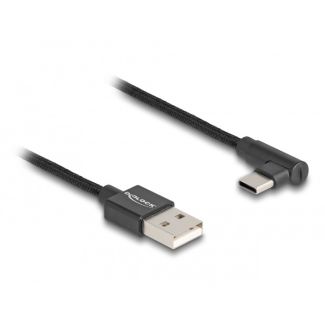 DeLOCK USB 2.0 Cable Type-A male to USB Type-C male angled 3 m black