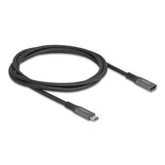 DeLOCK USB 10 Gbps Extension Cable USB Type-C male to female PD 3.0 100 W 1 m grey metal