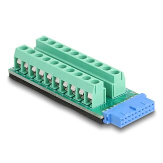 DeLOCK 67191 adattatore per inversione del genere dei cavi USB header - 19 pin Terminal block - 20 pin Nero, Verde