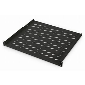 Digitus 1U fixed shelf for racks from 600 mm depth 44x482x400 mm, up to 15 kg, black (RAL 9005)