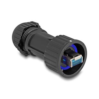 DeLOCK RJ45 maschio Cat.6A con accoppiatore passante IP68 nero impermeabile e antipolvere