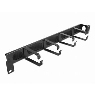 DeLOCK 19″ Cable Management Brush Strip with 4 hooks and side cable entry 1U black