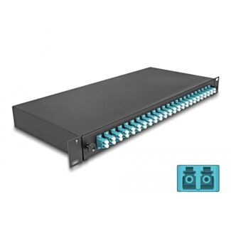 DeLOCK Scatola di giunzione da 19″ per fibra ottica 24 x LC Duplex OM3 1U completamente assemblata