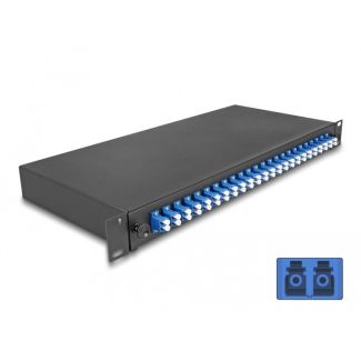 DeLOCK 19″ Optical Fiber Splice Box 24 x LC Duplex OS2 1U complete assembled