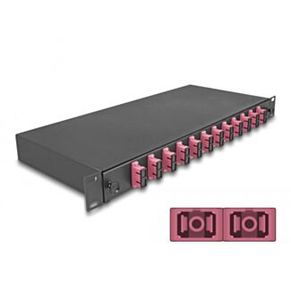 DeLOCK Scatola di giunzione da 19″ per fibra ottica 12 x SC Duplex OM4 1U completamente assemblata
