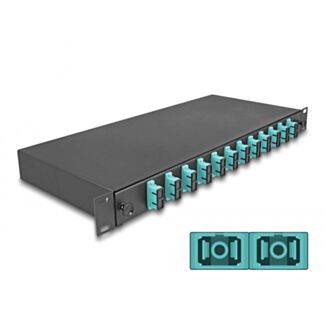 DeLOCK Scatola di giunzione da 19″ per fibra ottica 12 x SC Duplex OM3 1U completamente assemblata