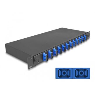 DeLOCK 19″ Optical Fiber Splice Box 12 x SC Duplex OS2 1U complete assembled