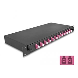DeLOCK Scatola di giunzione da 19″ per fibra ottica 12 x LC Duplex OM4 1U completamente assemblata