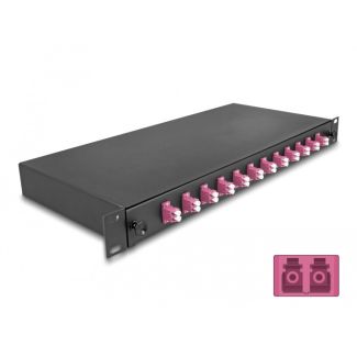 DeLOCK 19″ Optical Fiber Splice Box 12 x LC Duplex OM4 1U complete assembled