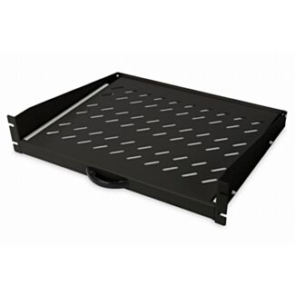 Digitus 2U extendible shelf for cabinets from 450 mm depth 88x483x352 mm, up to 30 kg, black
