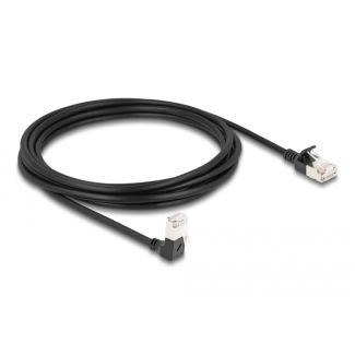 DeLOCK Cavo di rete RJ45 Cat.6A S/FTP Slim da 90° angolato verso il basso / diritto 3 m nero
