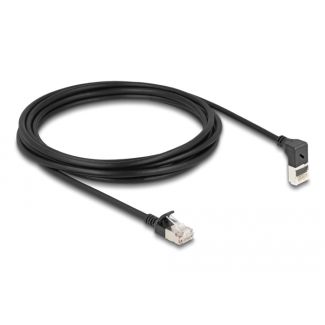 DeLOCK Cavo di rete RJ45 Cat.6A S/FTP Slim da 90° angolato verso l'alto / diritto 3 m nero