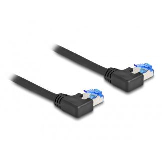 DeLOCK Cavo di rete RJ45 Cat.6A S/FTP angolato a sinistra da 2 m nero