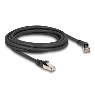 DeLOCK RJ45 Network Cable Cat.8.1 S/FTP plug 45° right angled to plug straight up to 40 Gbps 3 m black