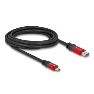 DeLOCK Cavo USB 10 Gbps USB Tipo-A maschio per USB Type-C maschio 3 m metallo rosso