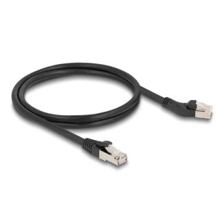 DeLOCK RJ45 Network Cable Cat.6A S/FTP plug 45° left angled to plug straight 1 m black