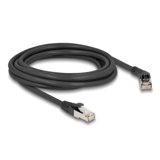 DeLOCK RJ45 Network Cable Cat.6A S/FTP plug 45° right angled to plug straight 3 m black