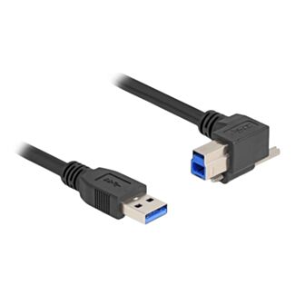 DeLOCK Cavo USB 5 Gbps USB Tipo-A maschio diritto per USB Tipo-B maschio con vite angolata a 90° ad angolo retto da 1 m nero