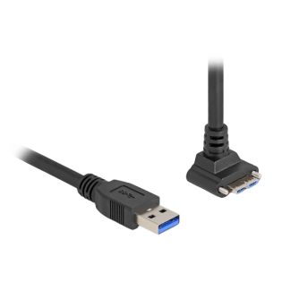 DeLOCK Cavo USB 5 Gbps USB Tipo-A maschio diritto per USB Micro-B maschio con viti angolate a 90° verso l'alto da 1 m nero