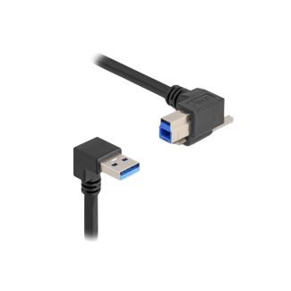 DeLOCK USB 5 Gbps Cable USB Type-A male 90° downwards angled to USB Type-B male with screw 90° right angled 1 m black