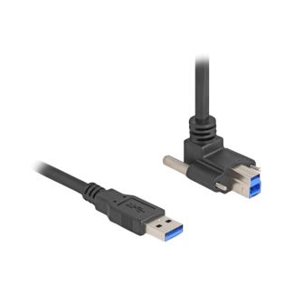 DeLOCK USB 5 Gbps Cable USB Type-A male straight to USB Type-B male with screw distance 22 mm 90° upwards angled 1 m black