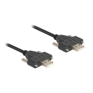 DeLOCK USB 2.0 Cable Type-A male to male with screw distance 30 mm 1 m black