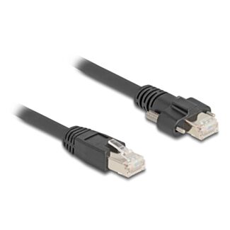 DeLOCK Cavo da RJ45 maschio a RJ45 maschio con viti 20 mm per telecamera GigE Cat.6A S/FTP 1 m nero