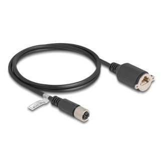 DeLOCK M12 Cable X-coded 8 pin female to RJ45 jack for installation Cat.6A S/FTP 1 m black