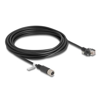 DeLOCK M12 Cable X-coded 8 pin female to RJ45 plug with screws Cat.6A S/FTP 5 m black