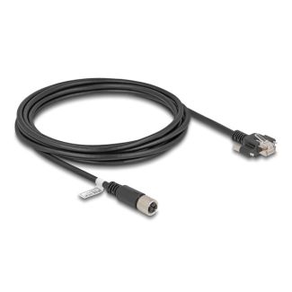 DeLOCK M12 Cable X-coded 8 pin female to RJ45 plug with screws Cat.6A S/FTP 3 m black