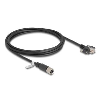 DeLOCK M12 Cable X-coded 8 pin female to RJ45 plug with screws Cat.6A S/FTP 2 m black