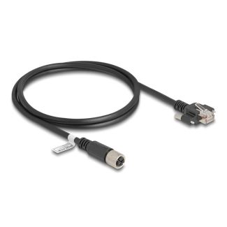 DeLOCK M12 Cable X-coded 8 pin female to RJ45 plug with screws Cat.6A S/FTP 1 m black
