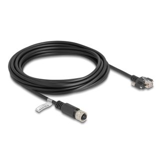DeLOCK M12 Cable D-coded 4 pin female to RJ45 plug with screws Cat.5e FTP 5 m black