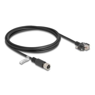 DeLOCK M12 Cable D-coded 4 pin female to RJ45 plug with screws Cat.5e FTP 2 m black